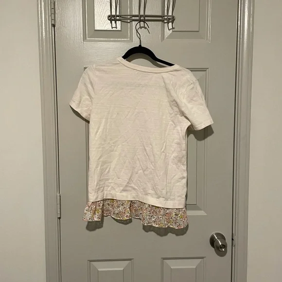 NWT Loft Floral Chiffon Trim Bottom Ruffle Top - Picture 2 of 4